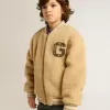 Cazadora bomber beige de felpa para niños