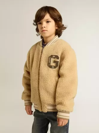 Cazadora bomber beige de felpa para niños