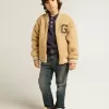 Cazadora bomber beige de felpa para niños