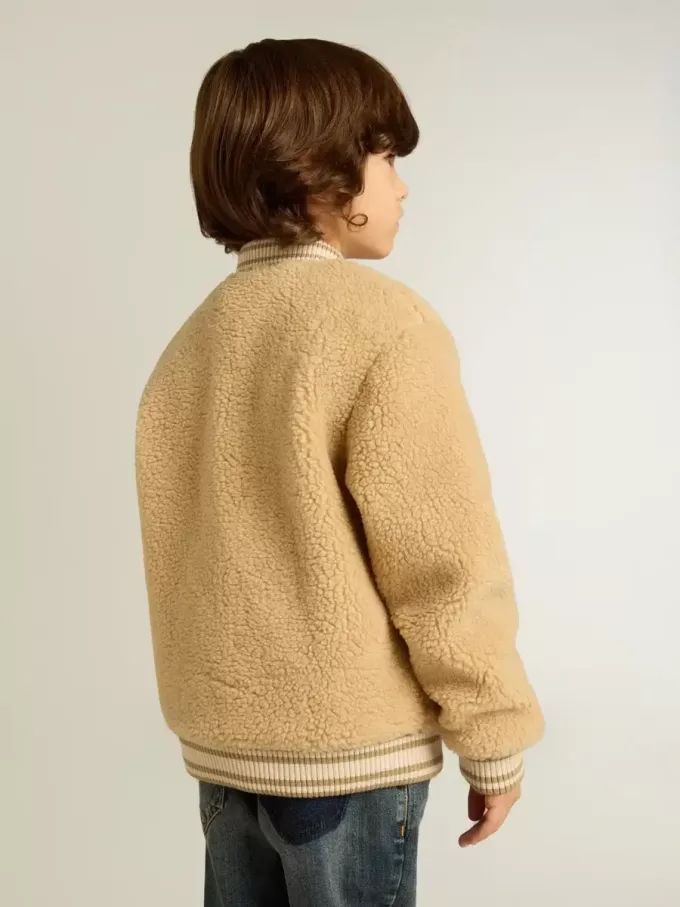 Cazadora bomber beige de felpa para niños
