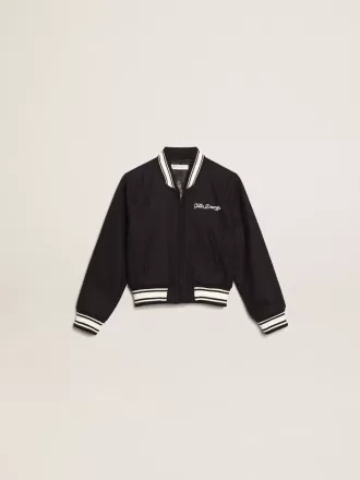 Cazadora bomber para niño en lana azul oscuro