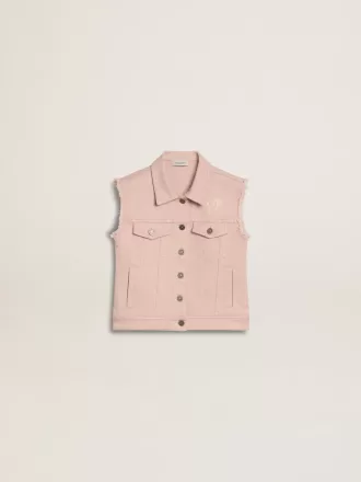 Chaleco vaquero rosa para niña