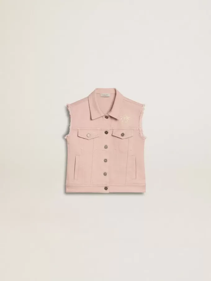 Chaleco vaquero rosa para niña