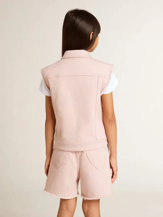 Chaleco vaquero rosa para niña