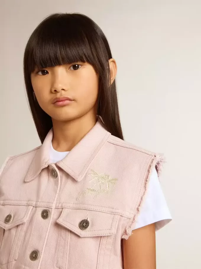 Chaleco vaquero rosa para niña