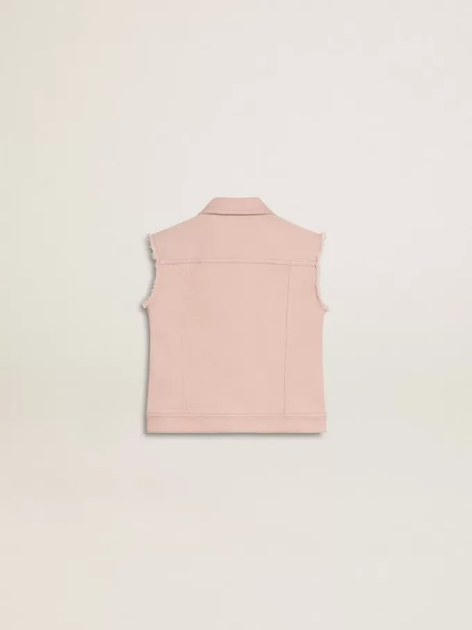 Chaleco vaquero rosa para niña
