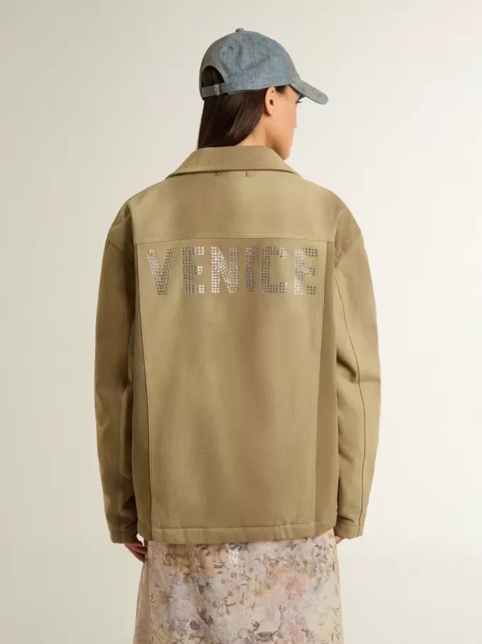 Chaqueta acolchada unisex en tonos caqui