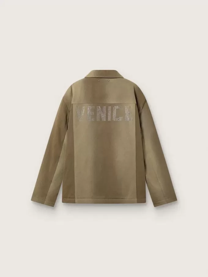 Chaqueta acolchada unisex en tonos caqui