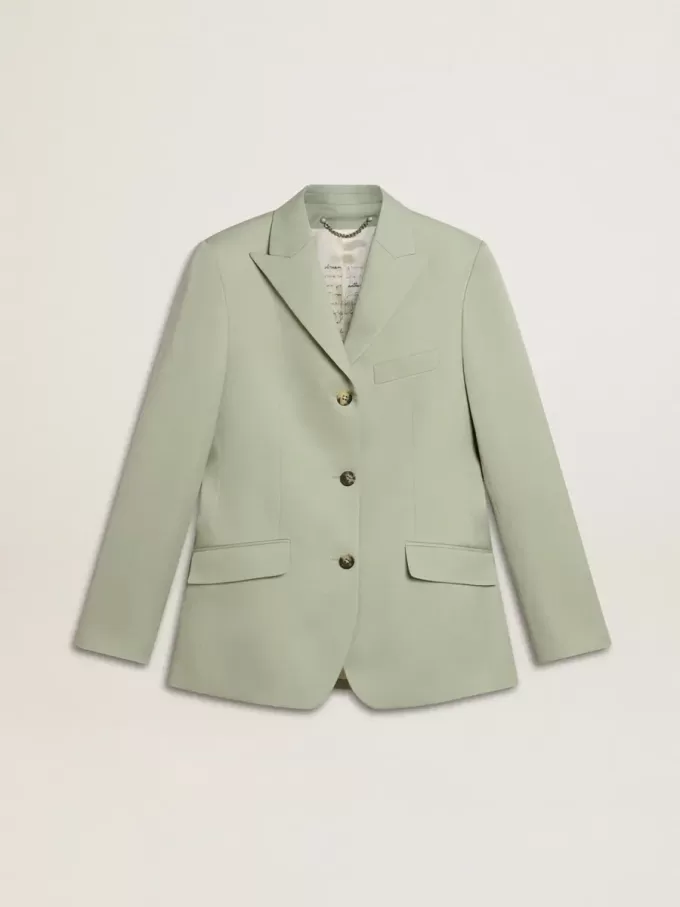 Chaqueta blazer de mujer en lana verde salvia