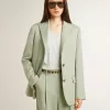 Chaqueta blazer de mujer en lana verde salvia