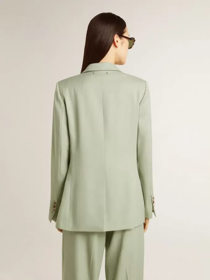 Chaqueta blazer de mujer en lana verde salvia