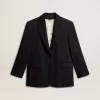 Chaqueta blazer de mujer en mezcla de lana negra