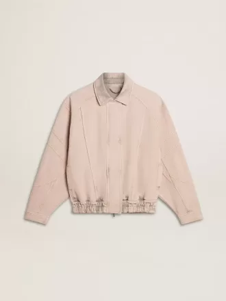 Chaqueta bomber de denim teñida de rosa para mujer