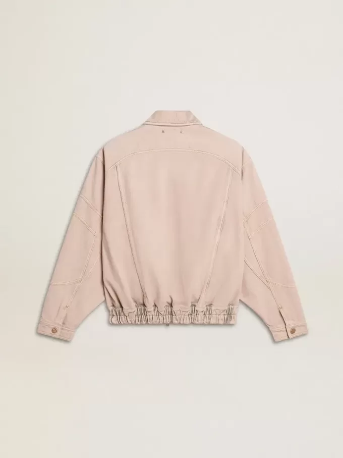 Chaqueta bomber de denim teñida de rosa para mujer