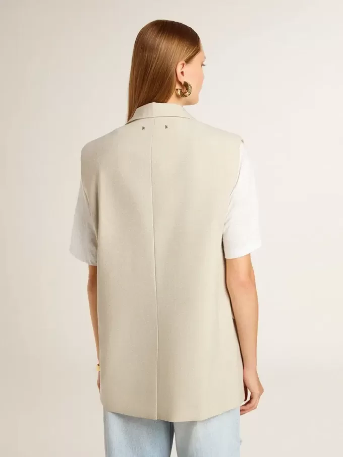 Chaqueta chaleco de mujer en mezcla de lana caqui