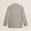 Chaqueta cruzada para hombre en seda gris y lana chevron Chaqueta cruzada para hombre en seda gris y lana chevron
