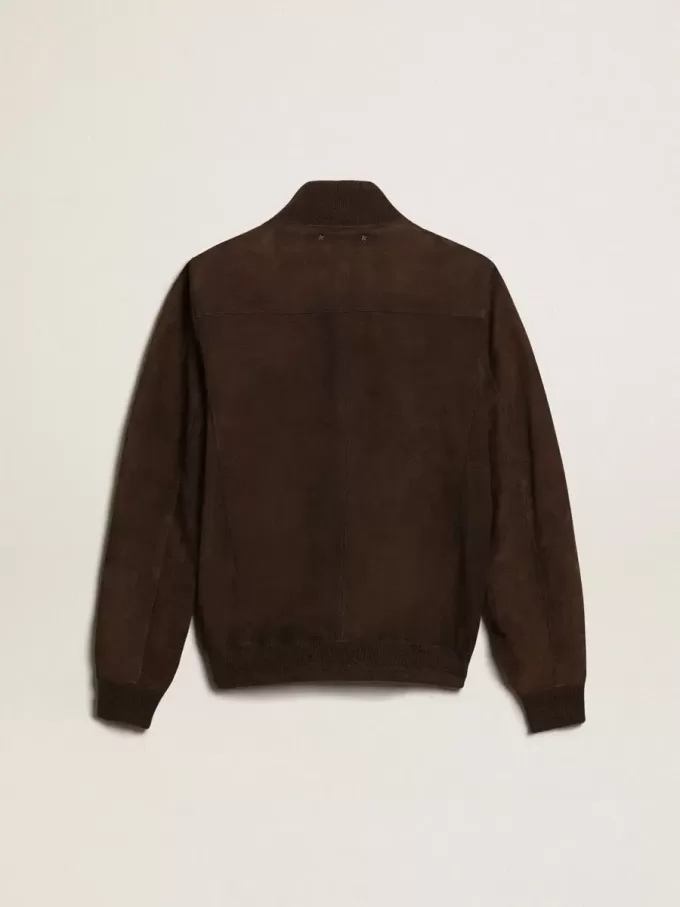 Chaqueta de aviador Golden Collection en ante marrón oscuro Chaqueta de aviador Golden Collection en ante marrón oscuro