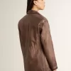 Chaqueta de cuero marrón para mujer Chaqueta de cuero marrón para mujer