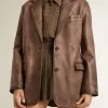 Chaqueta de cuero marrón para mujer Chaqueta de cuero marrón para mujer