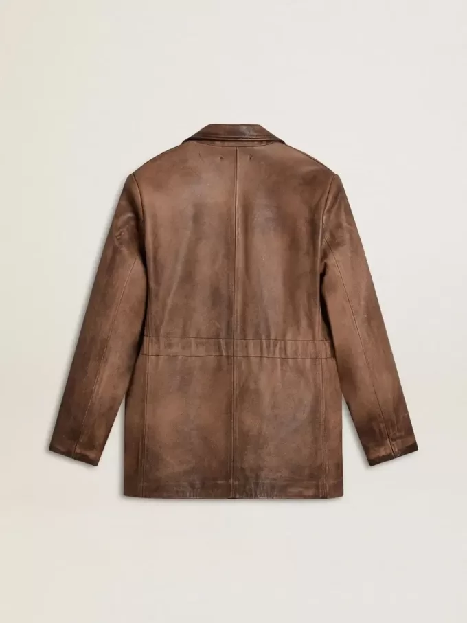 Chaqueta de cuero marrón para mujer Chaqueta de cuero marrón para mujer