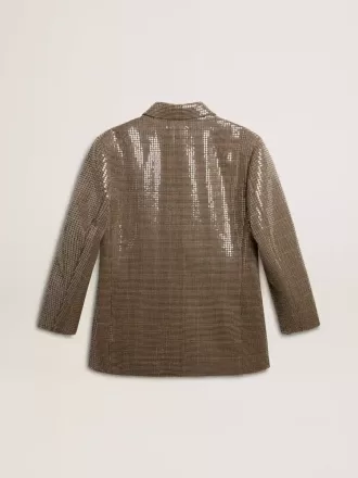 Chaqueta de mujer con estampado de pata de gallo y bordado de lentejuelas en toda la prenda