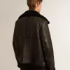 Chaqueta de piel de oveja negra Chaqueta de piel de oveja negra