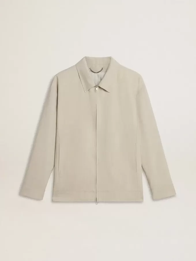 Chaqueta deportiva de lana mezclada color caqui para hombre