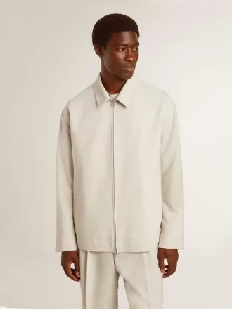 Chaqueta deportiva de lana mezclada color caqui para hombre