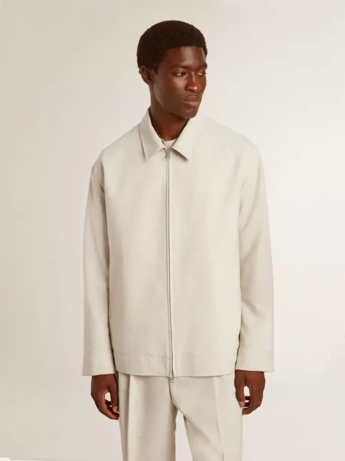 Chaqueta deportiva de lana mezclada color caqui para hombre