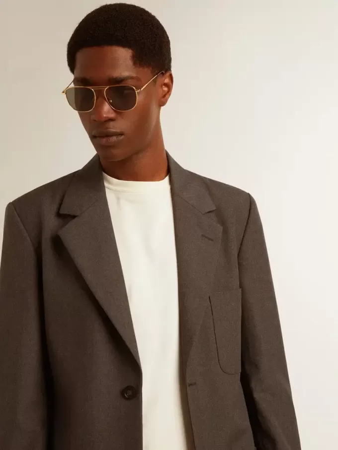 Chaqueta entallada para hombre en lana virgen gris antracita Chaqueta entallada para hombre en lana virgen gris antracita