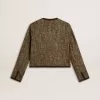 Chaqueta Journey para mujer en tweed de lana con detalles de ante color café