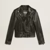 Chaqueta motera de cuero para mujer