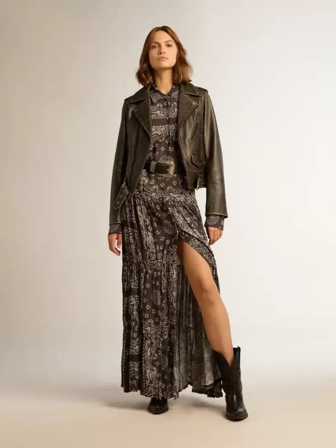 Chaqueta motera de cuero para mujer