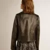 Chaqueta motera de cuero para mujer