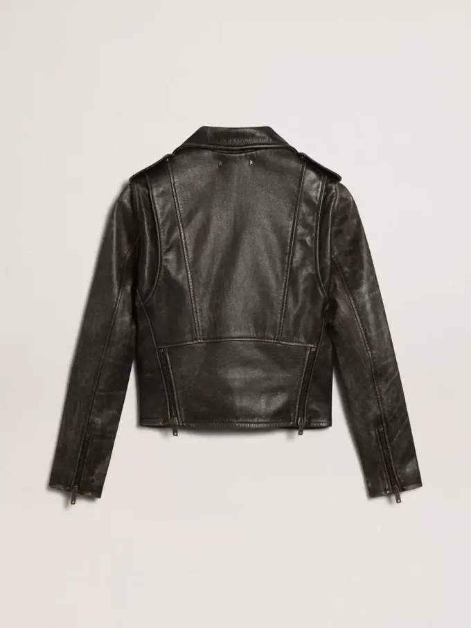 Chaqueta motera de cuero para mujer