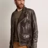 Chaqueta motera para hombre en piel desgastada