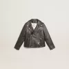 Chaqueta motera para niño en piel desgastada