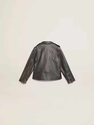 Chaqueta motera para niño en piel desgastada