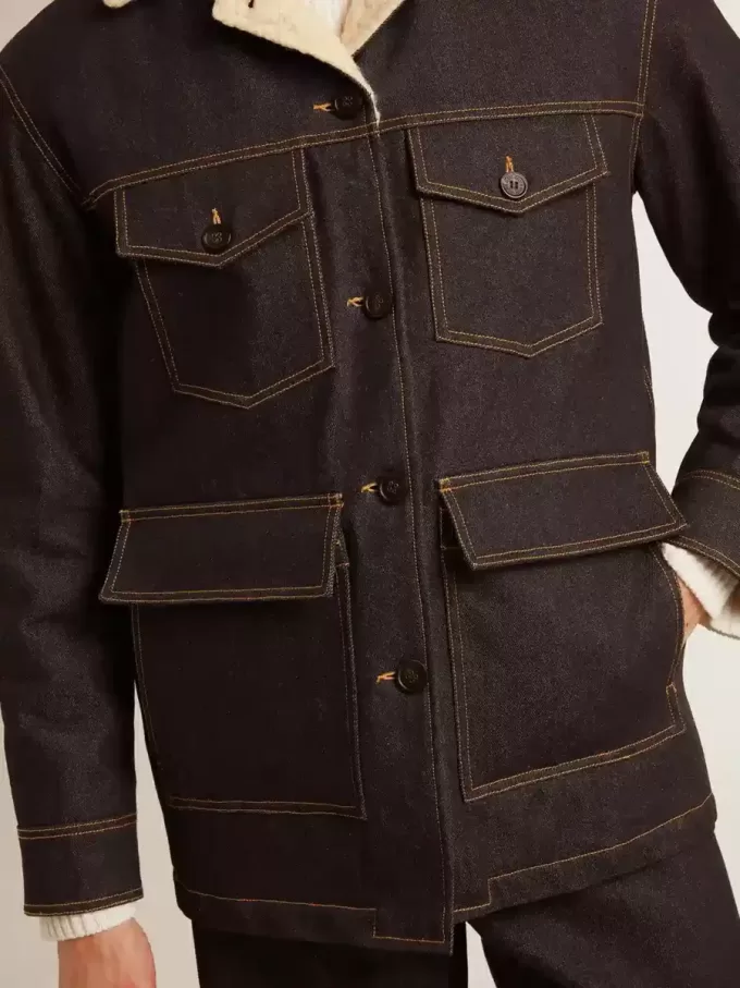 Chaqueta tipo peacoat de denim para hombre