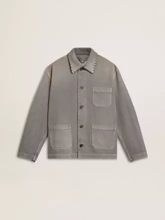 Chaqueta vaquera gris para hombre con tachuelas