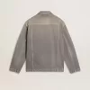 Chaqueta vaquera gris para hombre con tachuelas