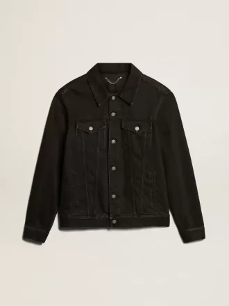 Chaqueta vaquera negra para hombre con un lavado