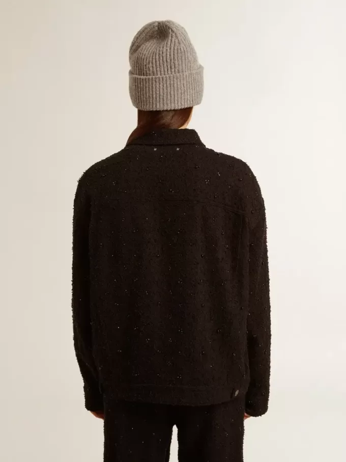 Chaqueta vaquera negra para mujer con bordados