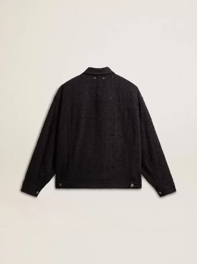 Chaqueta vaquera negra para mujer con bordados