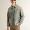 Chaqueta vaquera para hombre con efecto desgastado y cremallera