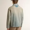 Chaqueta vaquera para hombre con efecto desgastado y cremallera