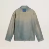 Chaqueta vaquera para hombre con efecto desgastado y cremallera