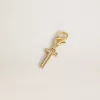 Charm con la letra T en latón dorado con cristales