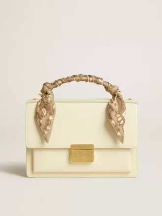 Bolso Venezia en piel acolchada color mantequilla con pañuelo de seda