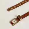 Cinturón de cuero marrón con tachuelas florales doradas e inserciones de ámbar Cinturón de cuero marrón con tachuelas florales doradas e inserciones de ámbar